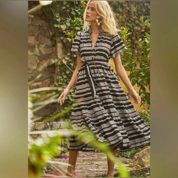 ⭐️NWOT⭐️ Hunter Bell NYC- Matthews Dress Black Stripe size S - Picture 1 of 10